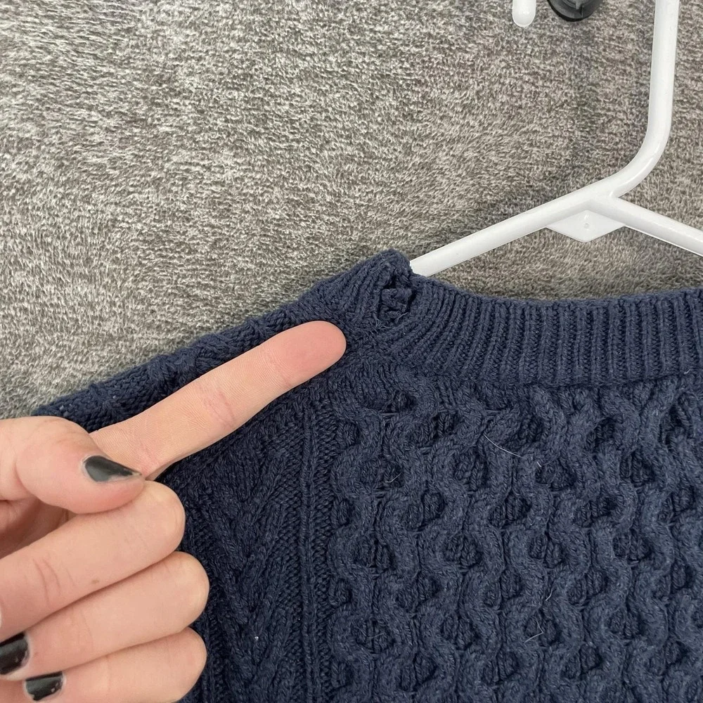 Polo Ralph Lauren Sweater Mens XLT Blue Cotton Cable Fisherman Knit Crewneck